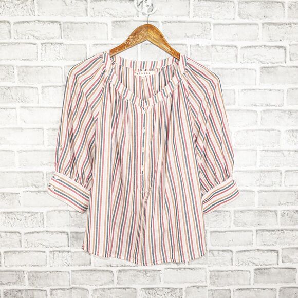 XiRENA Women's Pullover Blouse Multi color Stripe Half Sleeve size XS - Picture 5 of 8